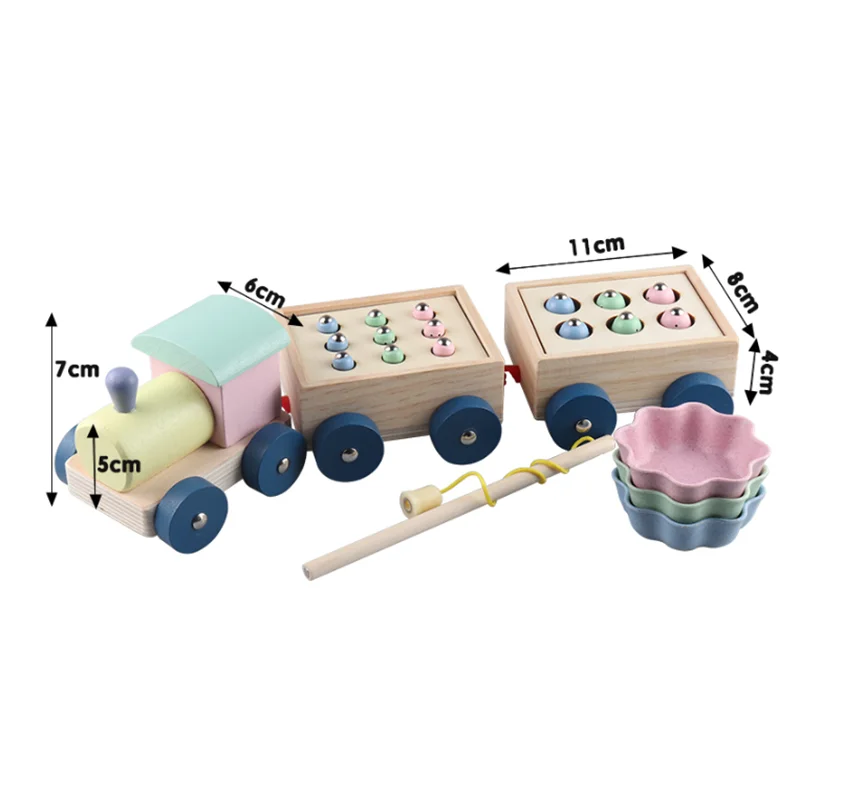 

Baby Montessori Wooden Toys kids Fun little train magnetic fishing toy Early Childhood Educational math Toys for children gifts