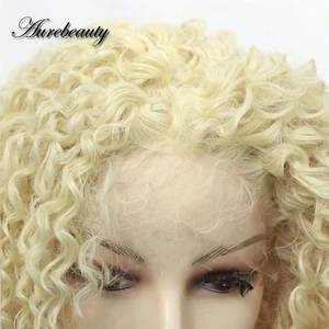 Afro Kinky Curly Lace Front Wigs 613 Blonde Colored Synthetic Hair Frontal Wig Cosplay Lolita Preplucked HD Transparent Lace