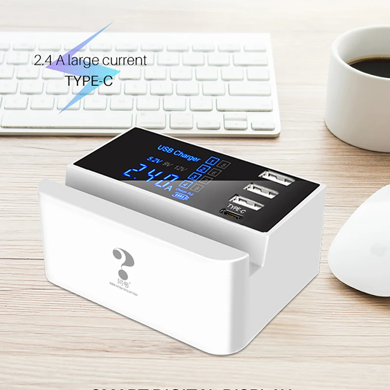 

4 порта Тип C универсальное умное USB зарядное устройство держатель для телефона настенный адаптер Быстрая зарядка гнездо станция концентрат...