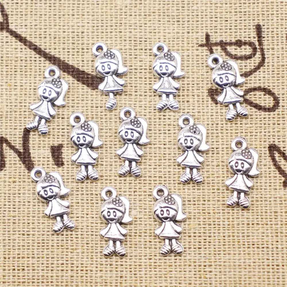 

Jewelry Making Charms 20pcs 15x7mm Antique Silver Color Little Girl Charms