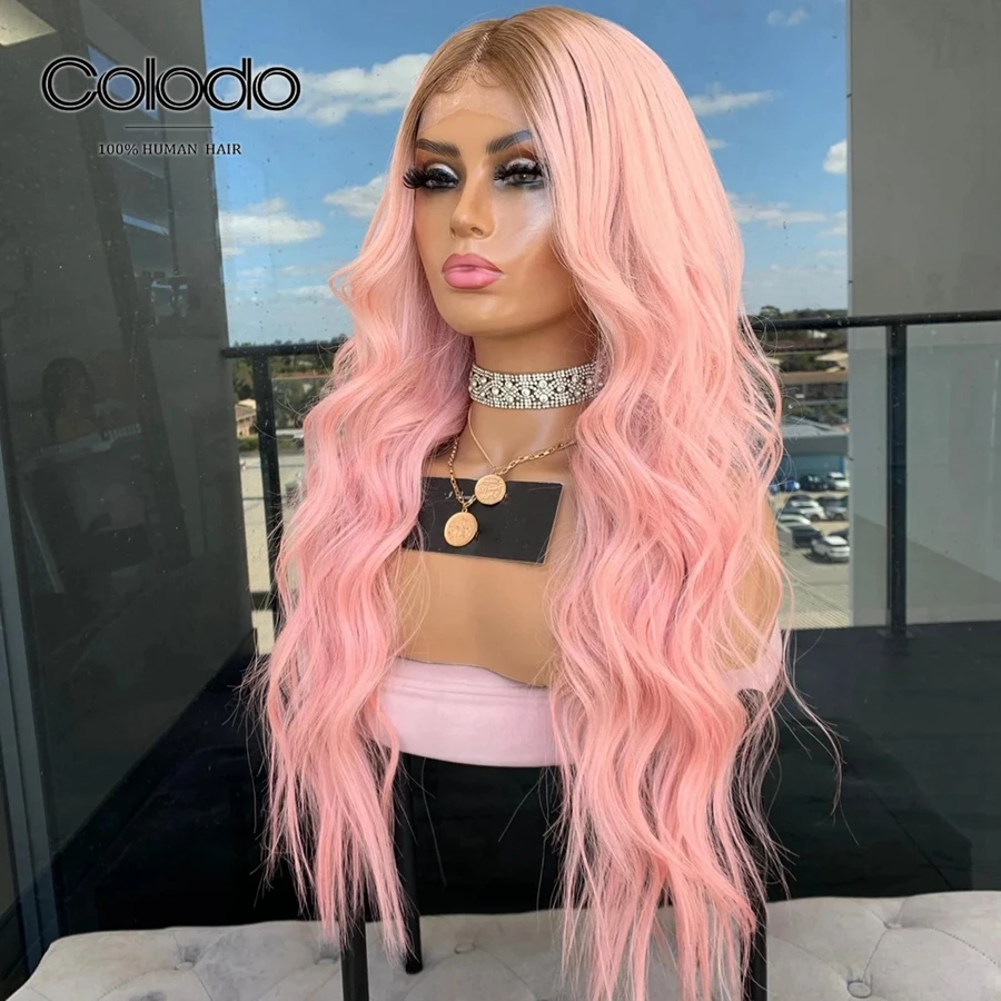 Женский парик из 150% розовых человеческих волос без клея|Парик натуральных на