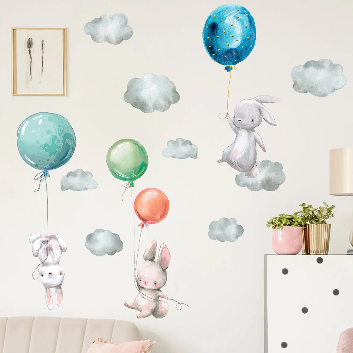 Watercolor Animal Wall Stickers For Kids Rooms Cartoon Decorative 3D Children Large Decals | Дом и сад