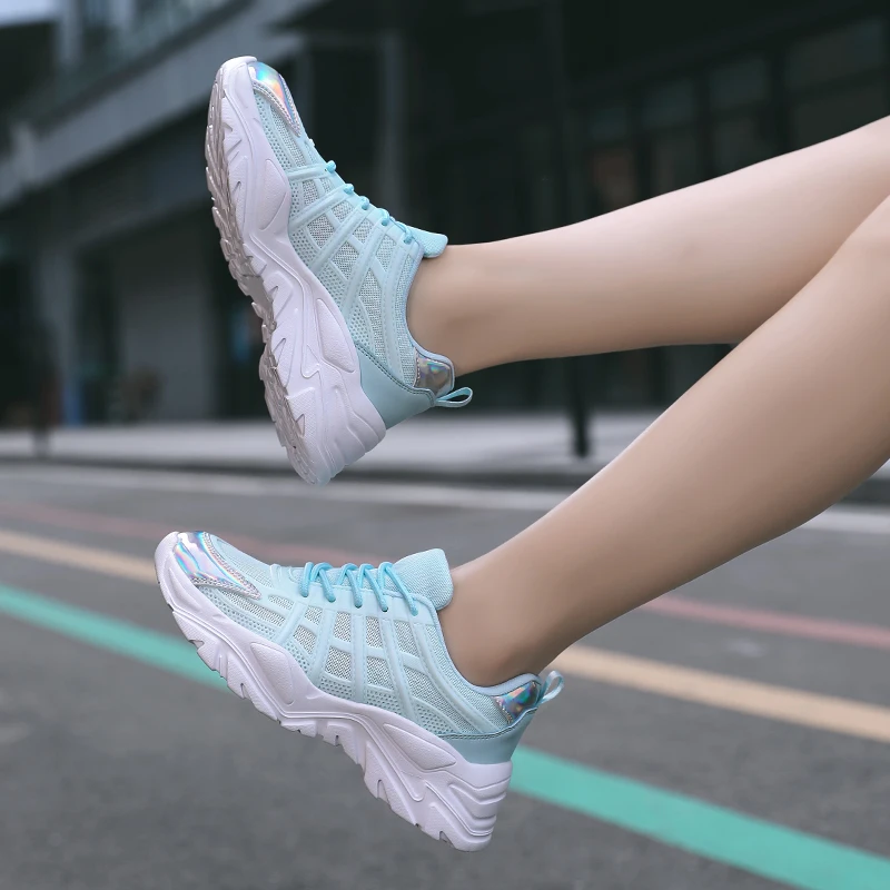 

Summer New Style Ladies Rubber Soles Microfiber Mesh Casual Outdoor Sports Running Shoes For Adults