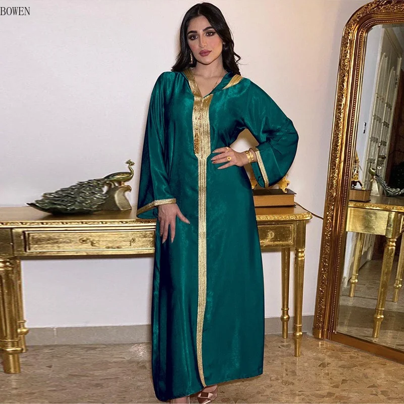 Ramdan Aid Moubarak Abaya Dubai Turkey Muslim Satin Dress Islam Arabic Dresses For Women Robe Ete Femme Longue Vestido De Mujer