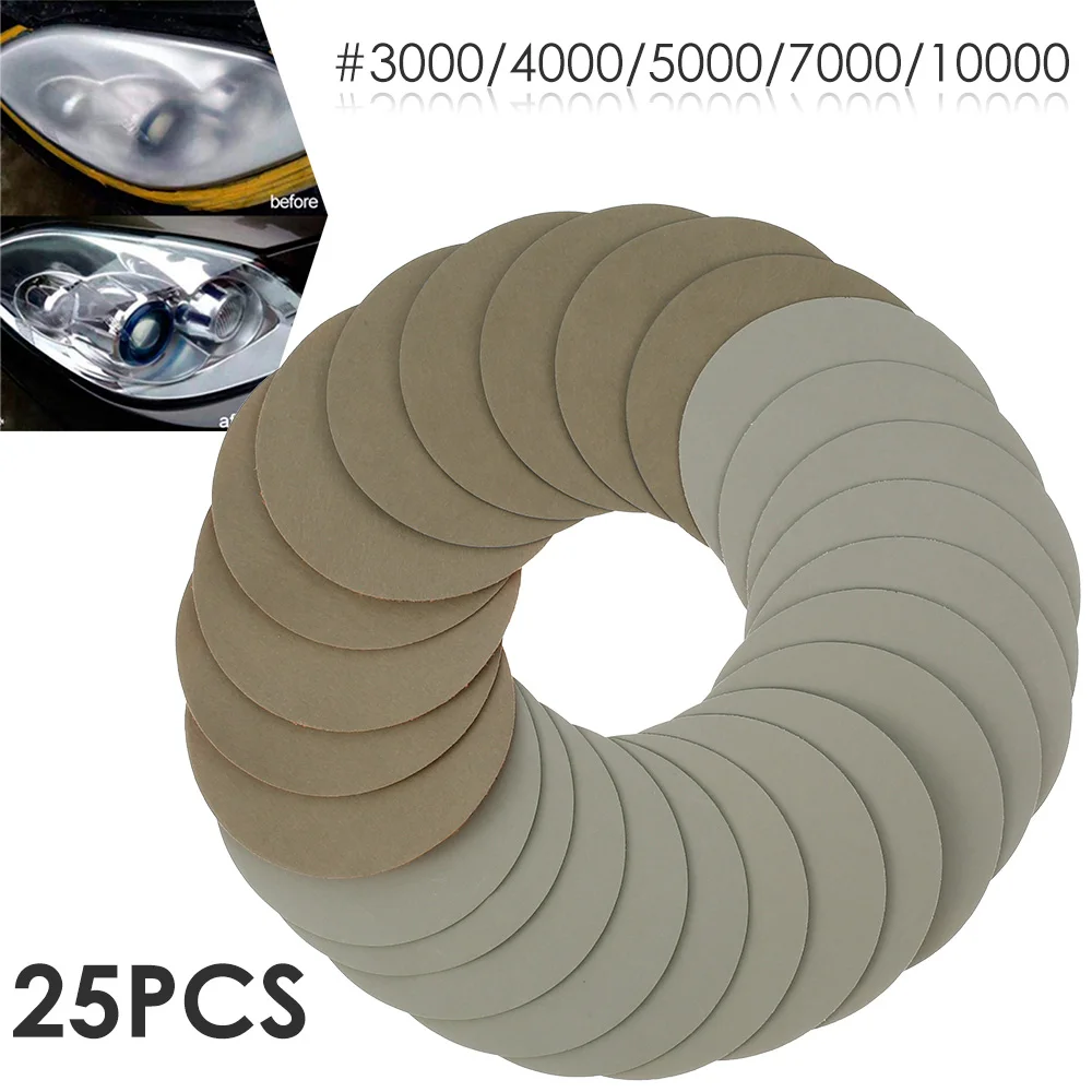

25PCS Sanding Grit 5 inch 125mm Sandpaper Disc 3000-10000 Tools Accessories Self Stick Abrasive Flocking Sanding Disc Disk
