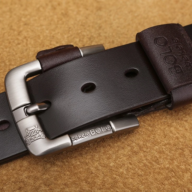 Ремень мужской из натуральной воловьей кожи повседневный винтажный с пряжкой