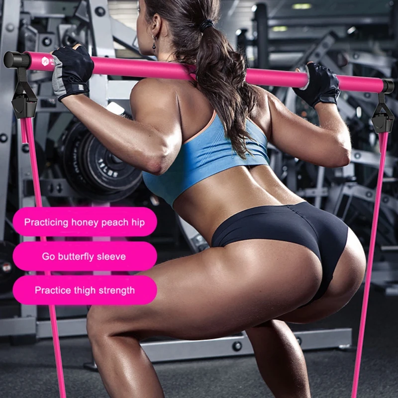 

Adjustable Portable Pilates Bar Kit With Resistance Home Fitness Band Yoga Exercise Stick Toning Gym Muscle WorkOut