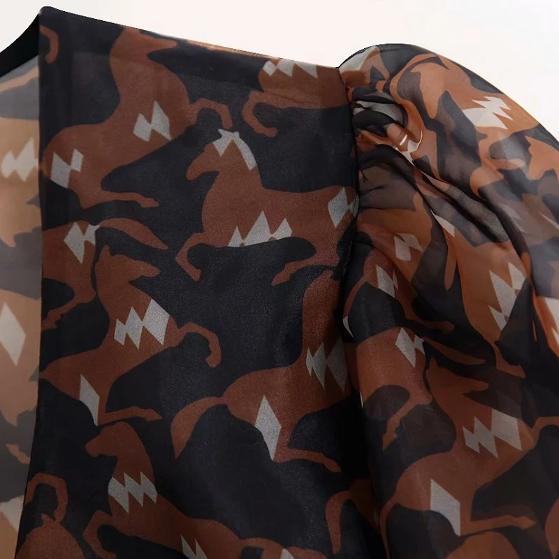 Женская прозрачная блузка-кимоно с v-образным вырезом и бантом на подоле | одежда