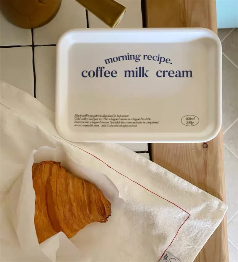 

Korean Melamine Tray Niche Coffee Shop Serving Tray Letter Fruit Tray Cup Tray Desktop Storage Tray Breakfast Bread Tray