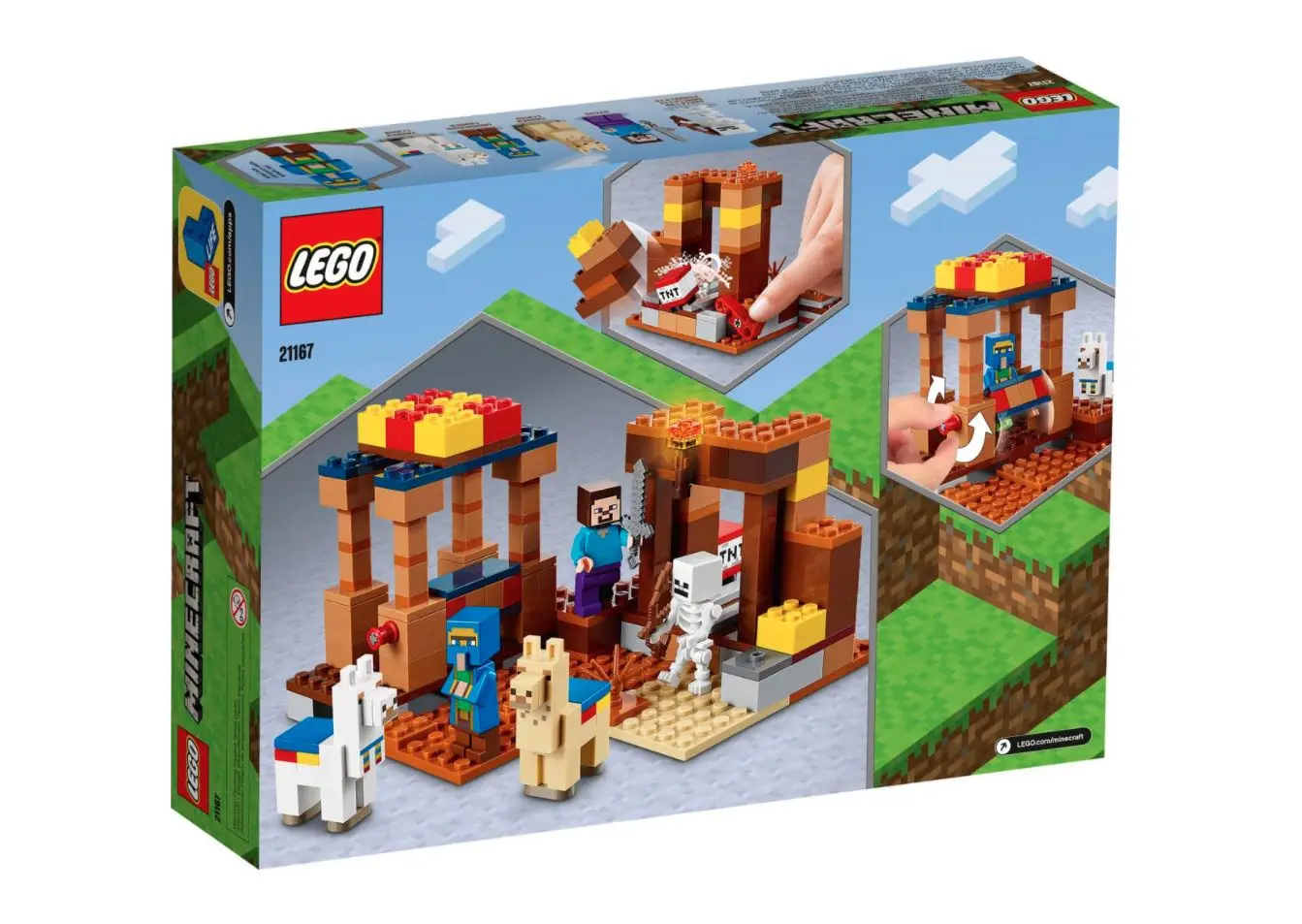 Lego minecraft 21167 the trading post отличные игрушки подарок на день рождения для детей 201 шт.