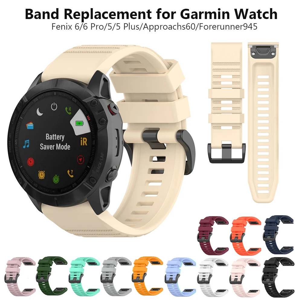 

Silicone Bands for Garmin Fenix 5 Plus 6 Pro Quatix 5 Approach S60 Strap Replacement Easy-fit 22mm Watchband Accessories Sports