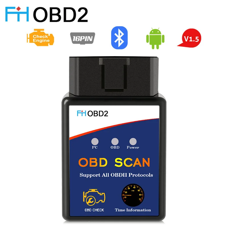 ELM327 V1.5 OBD2 сканер Elm 327 Bluetooth Поддержка всех автомобильный диагностический