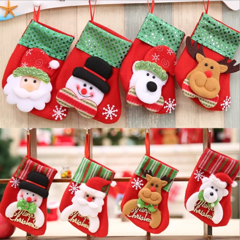 

Christmas decoration gift Santa Claus small socks small gift gift bag applique sequin Christmas socks gift bag