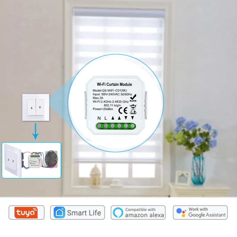 

New Graffiti Smart Curtain Switch Curtain Switch Wifi BK Smart Switch roller Shutter Motor DIY Smart Home Smart Switch Wholesale