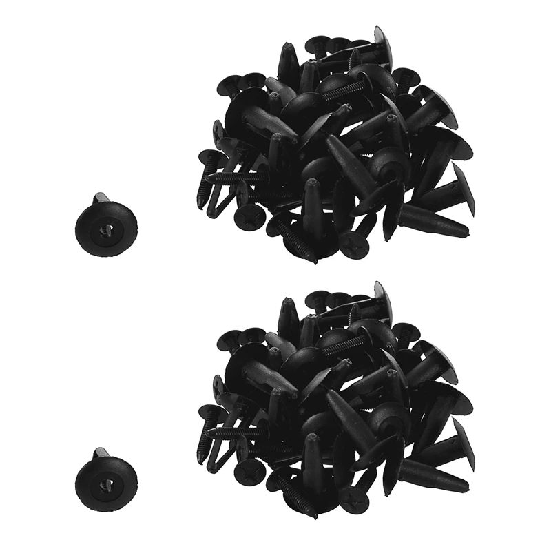 

50Pcs Plastic Rivets Fastener Car Bumper Push Clips 32mm Long Black