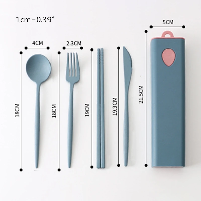 

Storage Box Tableware Wheat Straw Tableware Set Travel Camping Portable Cutlery Fork Chopstick Spoon Fork Set