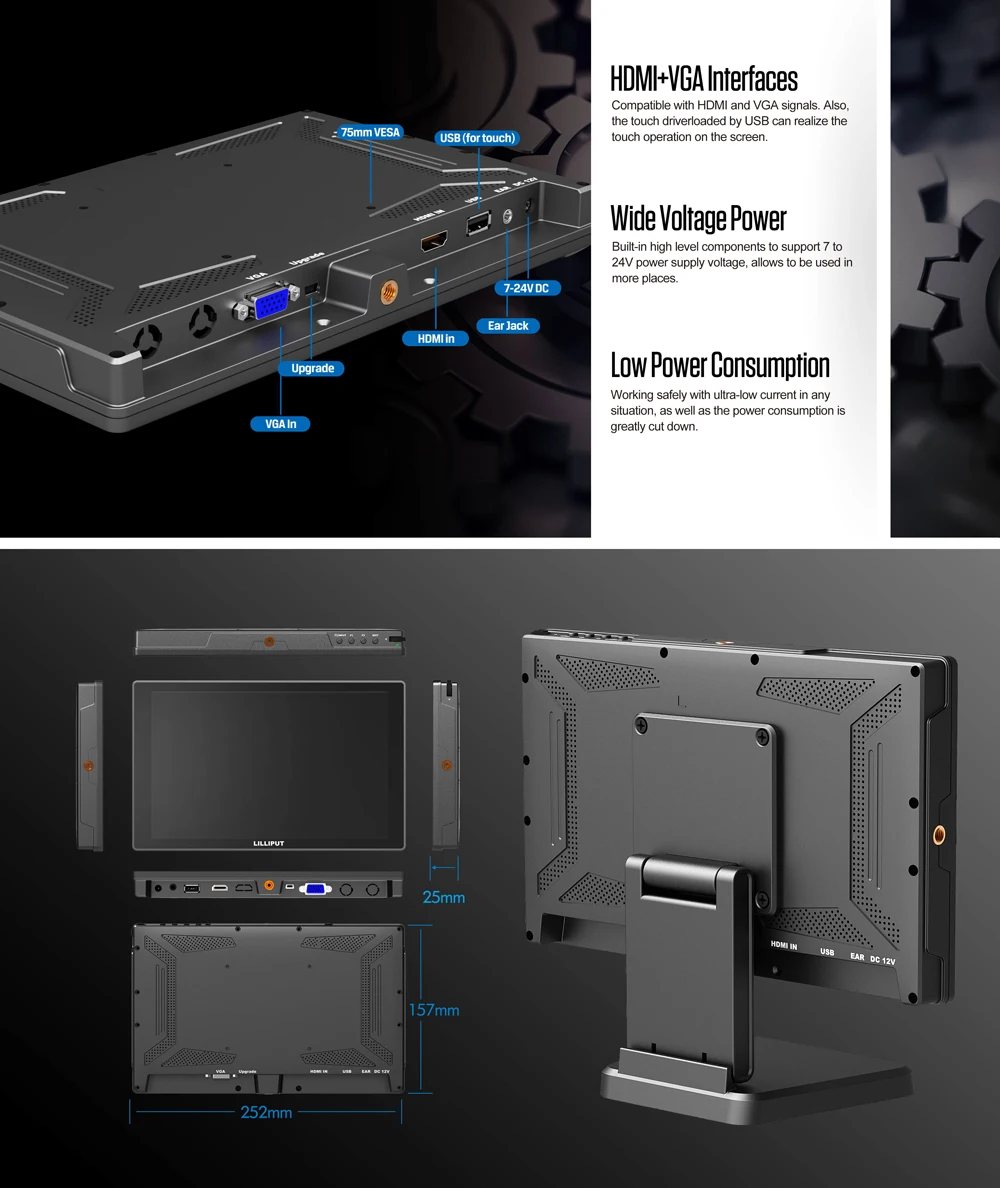 LILLIPUT FA1016/C/T 10," ips FHD 1000:1 емкостный Mutli-Touch монитор HDMI/VGA поддержка 4K 30 Гц стекло+ стеклянная технология