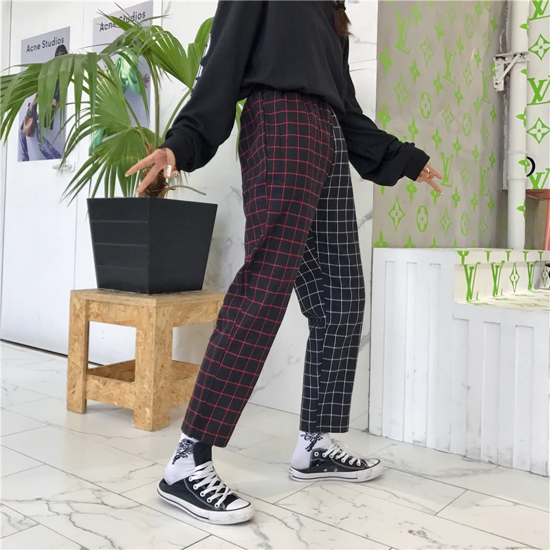 Heydress винтажные лоскутные брюки Харадзюку женские мужские брюки эластичные брюки с высокой талией корейские повседневные Прямые брюки