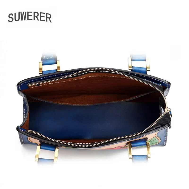 

SUWERER New Quality Cowhide Leather Handbags luxury handbags women bags designer leather shouder bag for women