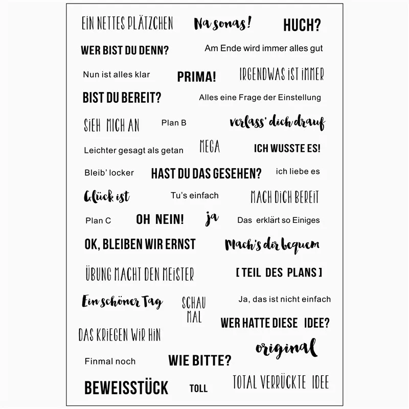 Немецкие слова прозрачные штампы для скрапбукинга тампоны прозрачное