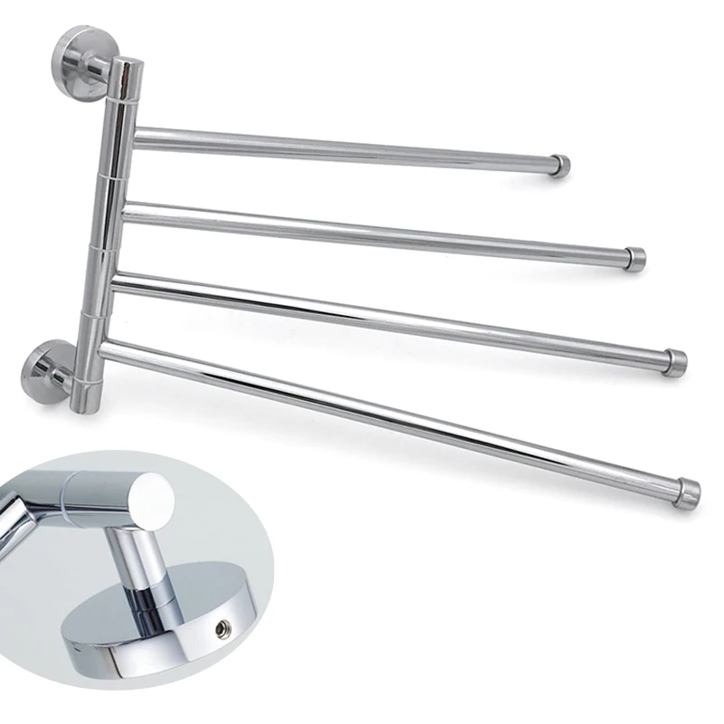 

Towel Holder Stainless Steel Wall Mount Rotatable Towel Hanger Kitchen Bathroom Organizer Shelf Hardware Accessories