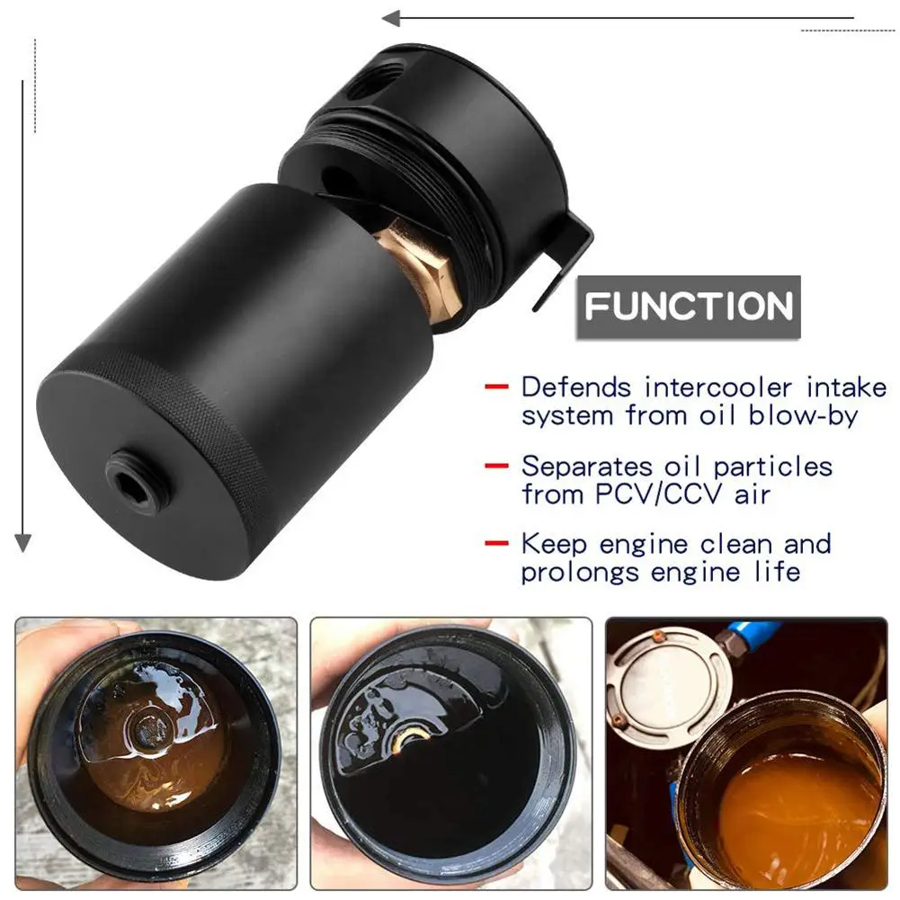 Compact Baffled 2 Port Oil Catch Can Tank Universal Aluminum Air Separator Black | Автомобили и мотоциклы