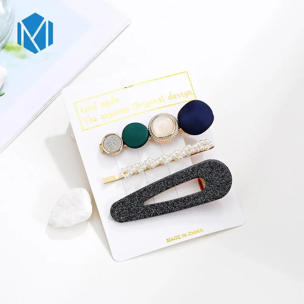 3pcs drop black M MISM INS Круглый корейский Кристалл Сплав заколки для волос Макарон цвет заколки BB шпильки Заколки для женщин обувь девочек аксессуары для волос - Цвет: 3pcs drop black