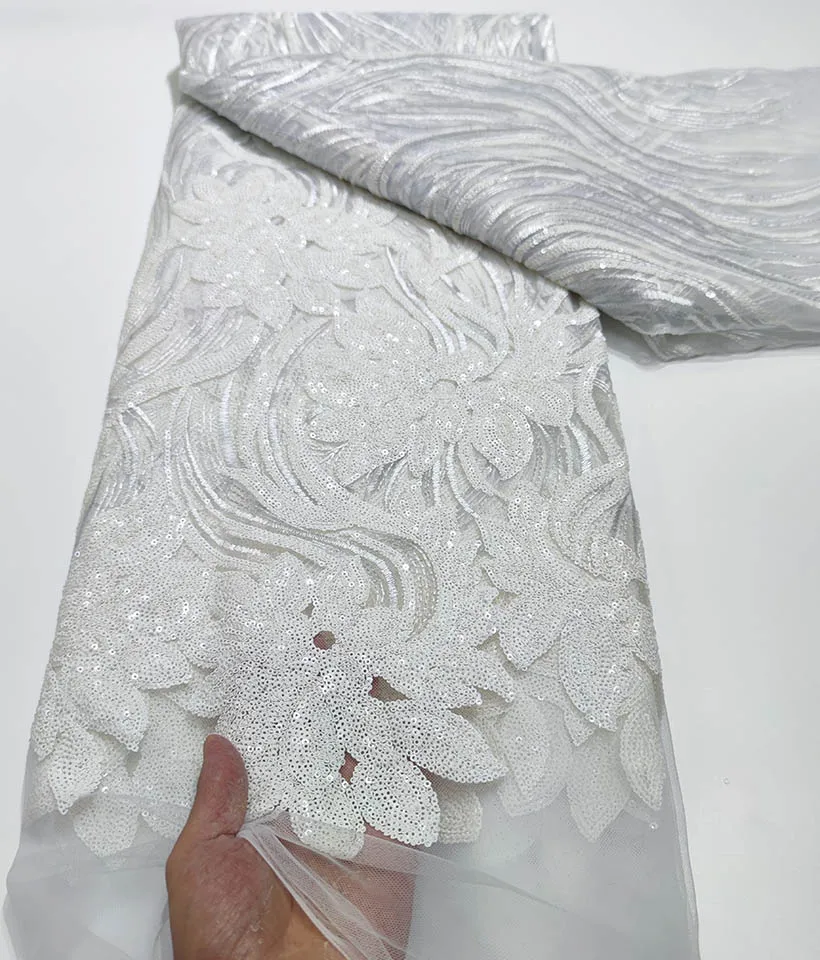 Чистый белый французский тюль кружевная ткань 5 ярдов Высококачественная
