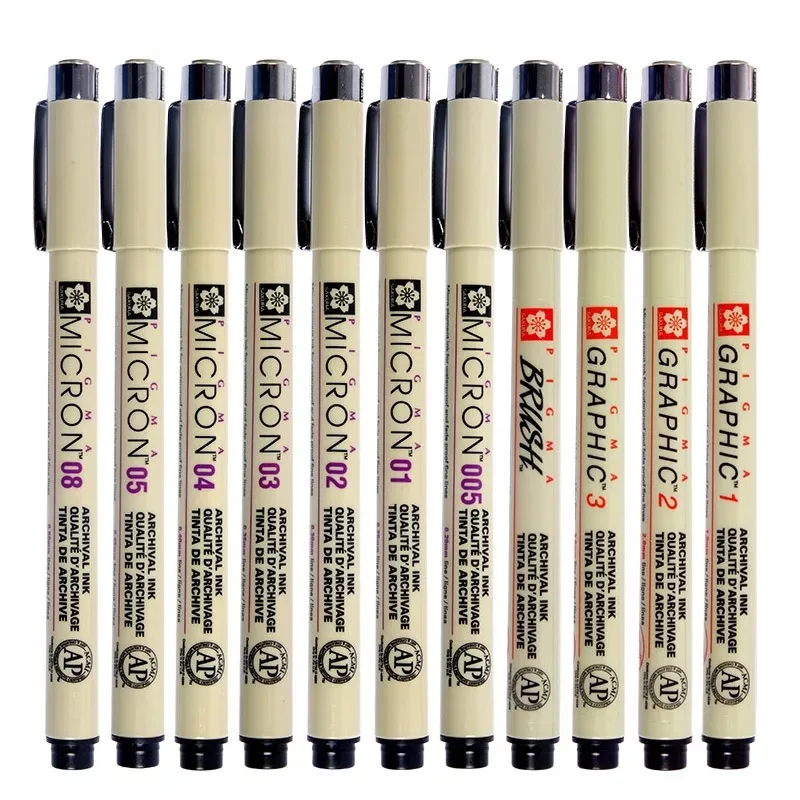

8/11/12Pcs Sakura Pigma Micron Art Markers Pens for Drawing Waterproof Needle Hook Line Sketch Brush Pen Stationery Supplies