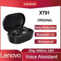 lenovo xt91 tws bluetooth earbuds in ear wireless earphones ai control gaming headset stereo bass with mic noise reduction