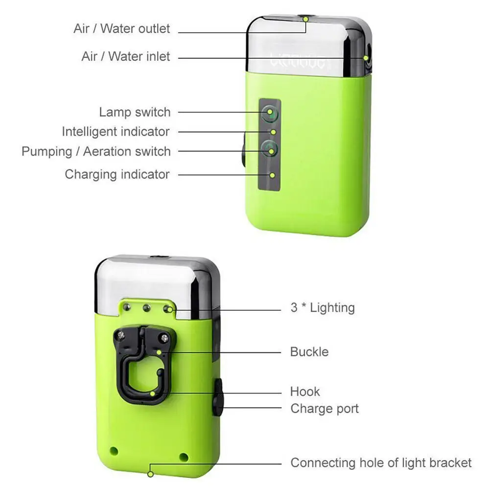 

Fishing Water Dispenser Fishing Pump Oxygenator Air Smart Light Sensor USB LED Water Portable Intelligent Oxygen Pump Induc A7M7