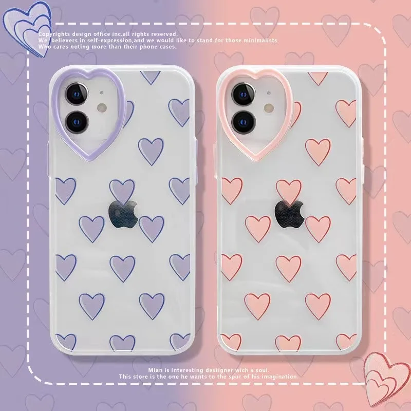 

Gimfun Cute Love Heart Phone Case for iPhone 11 12 Mini Pro Max XS Max X XR 7 8 Plus Floral Clear Soft Tpu Shockproof Back Cover