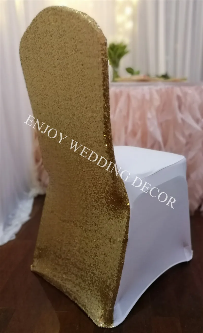 50pcs YHC#35 luxury sequin around silver spandex lycra wedding banquet events polyester stretchy chair back cover |