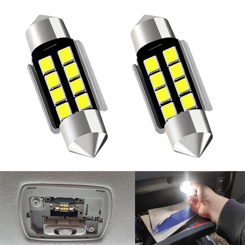 Светодиодный фонарь для салона автомобиля 2 шт. 31 мм 36 39 41 SMD 2835 белый без ошибок