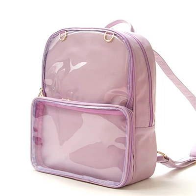 pink Kawaii прозрачная сумка, женский рюкзак, прекрасный Harajuku Itabag, женские рюкзаки, рюкзак для девочки-подростка, из искусственной кожи, водонепроницаемый - Цвет: pink