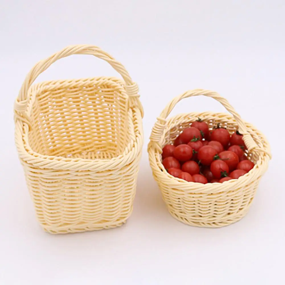 Плетеная корзина из ротанга с ручкой держатель для цветов и фруктов контейнер