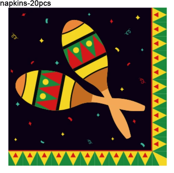 

20pcs Mexico Cinco de Mayo Disposable Tableware Party Decorations Cartoon Cactus Napkins for Mexican Party Favors Supplies