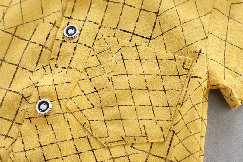 New baby clothes summer cotton short-sleeved shorts two-piece boy striped plaid print shirt casual suit |