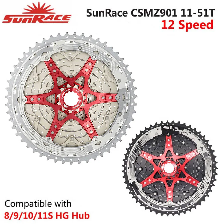 

SunRace New CSMZ903 CSMZ901 freewheel 12 Speed 11-51T Mountain Bike cassette MTB Flywheel 12S Sprocket Compatible Shimano SRAM