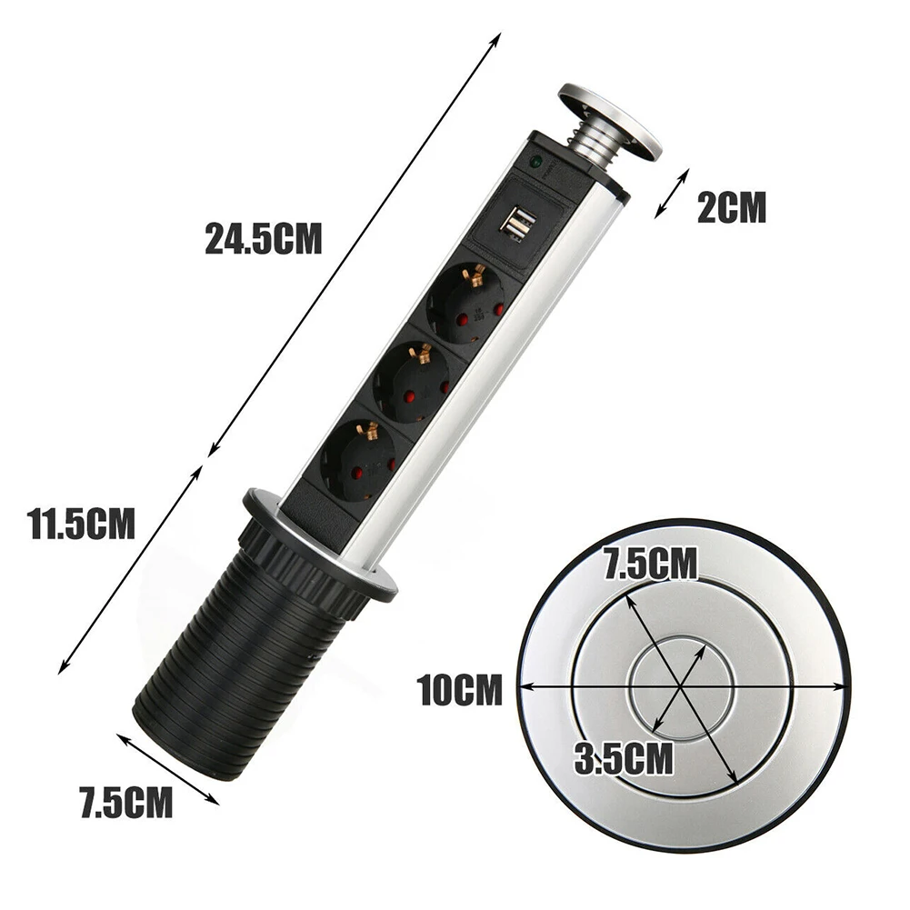 Настольная штепсельная вилка 3 евророзетки 2 USB порта настольные штепсельные