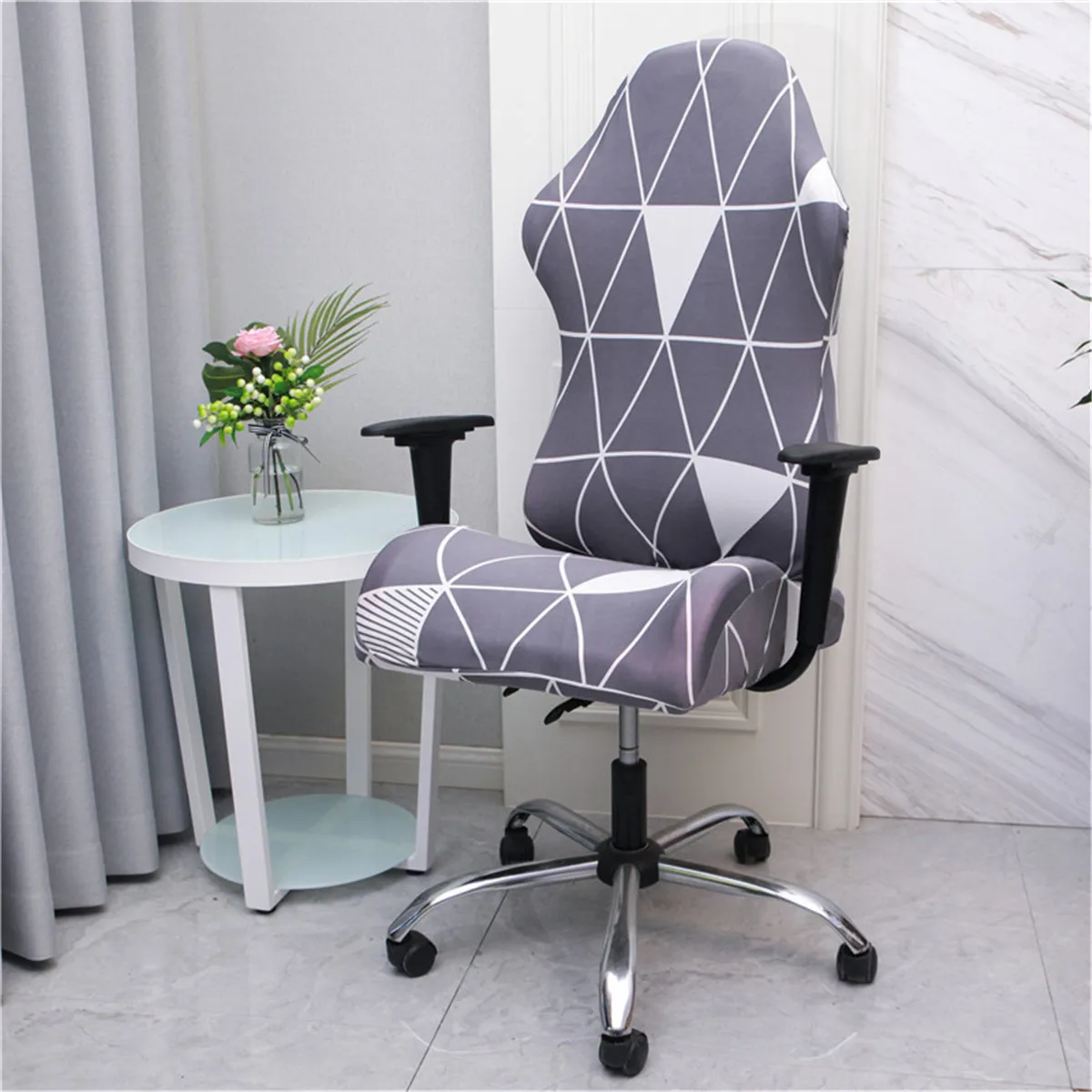

2PCS/Set Gaming Chair Cover Removable Elastic Dustproof Computer Armchair Seat Slipcover Spandex Chair Cover +Backrest Cover