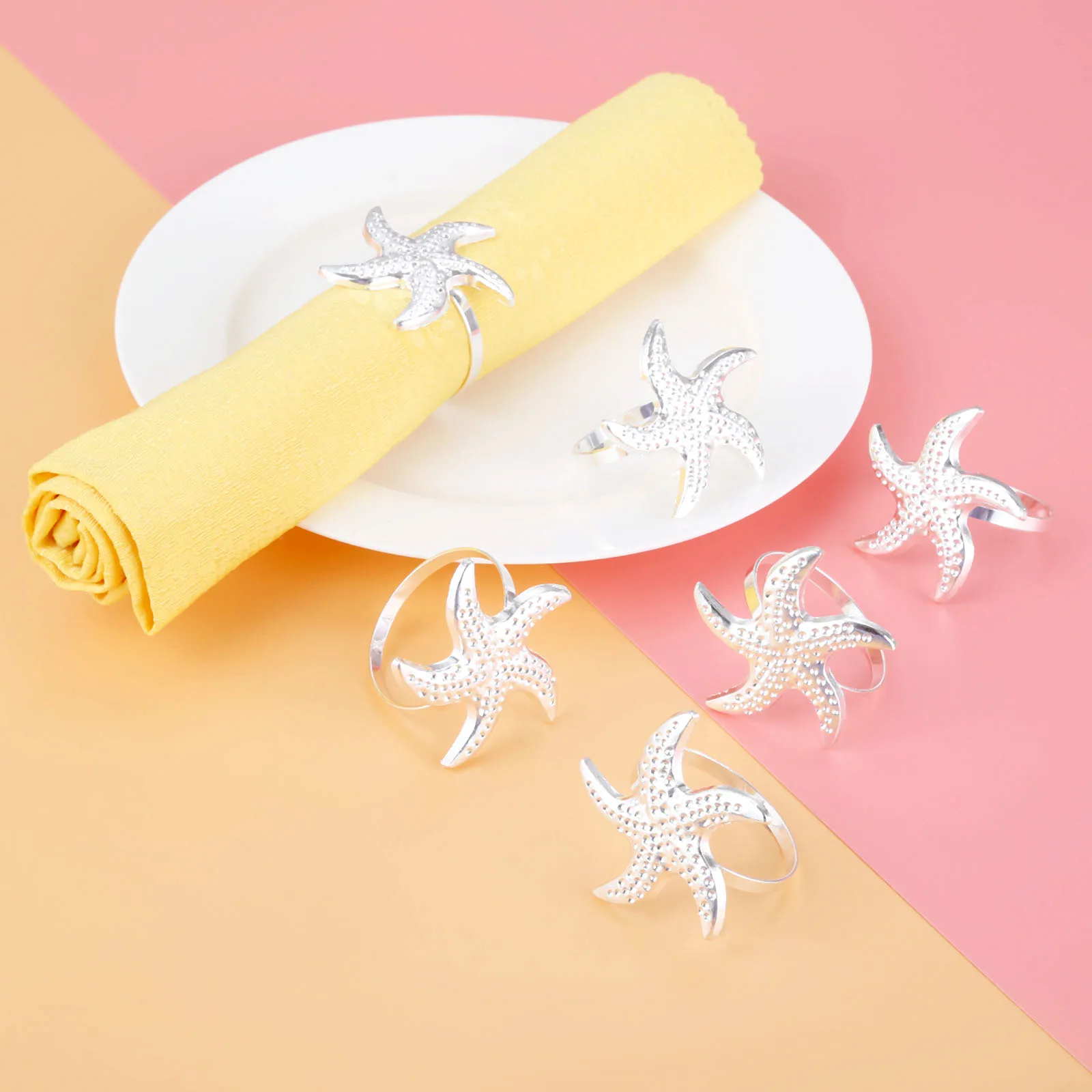 

6 шт в виде морской звезды Тип салфетка для ресторанов, отелей, с пряжкой, модель номер кольца для салфеток рот круг Свадебная вечеринка ужин ...