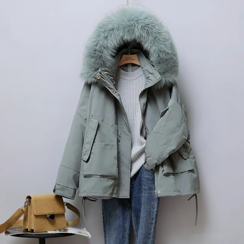 Fitaylor/Зимний женский пуховик с капюшоном из натурального Лисьего меха 90% утиного