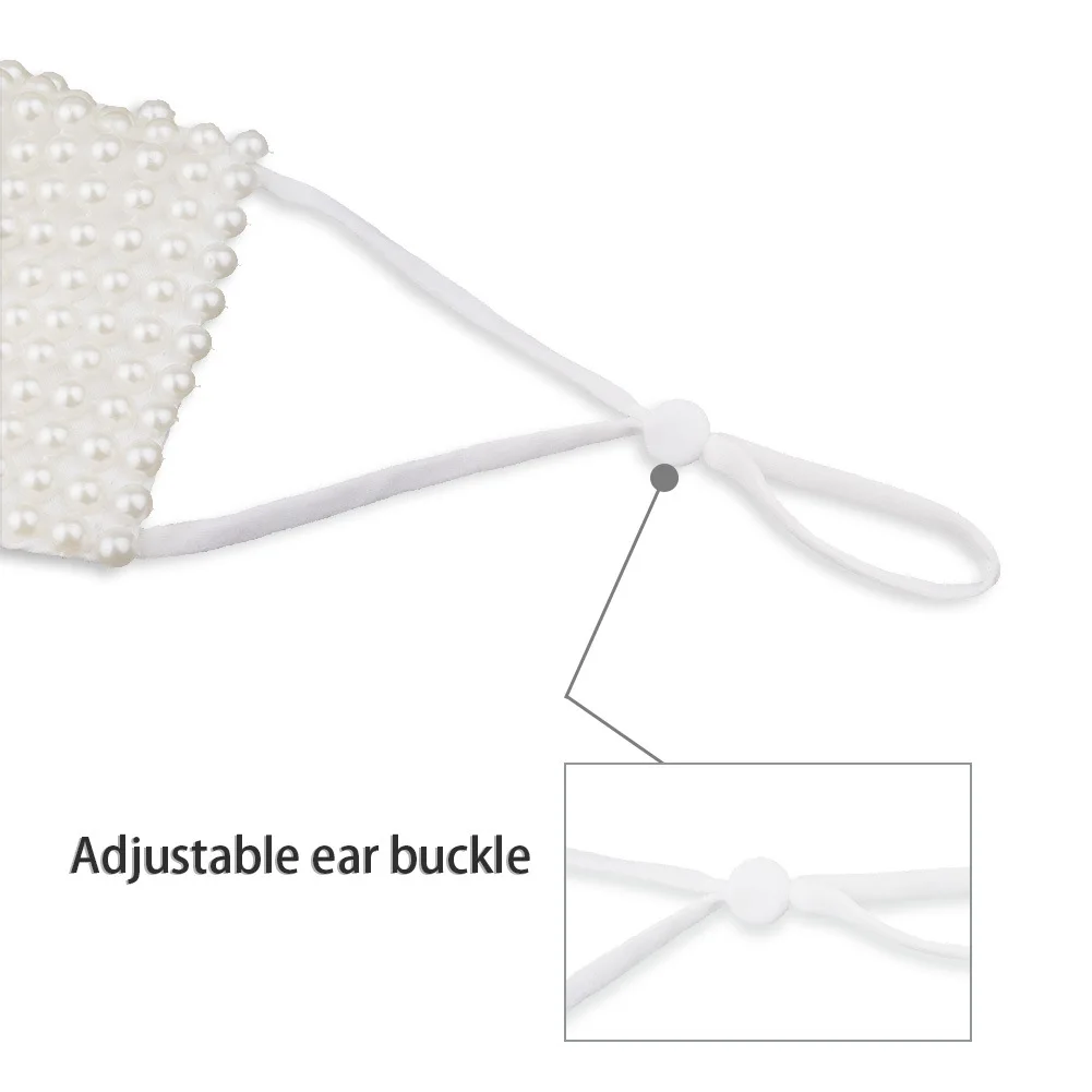 

Pearl Decoration Face Mask For Cosplay Party Halloween Easter Reusable Washable Windproof 3D Fashion Soft