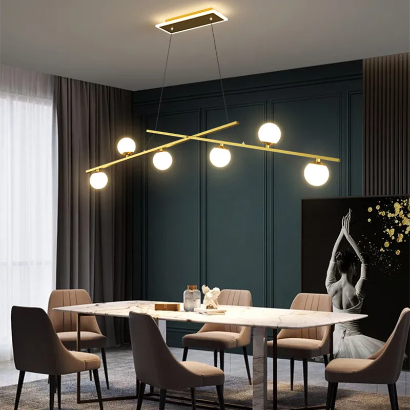 저렴한 다이닝 룸 LED 샹들리에 현대 크리 에이 티브 커피 숍 주방 섬 바 교수형 빛 북유럽 DIY Dimmable 골든 펜던트 라이트