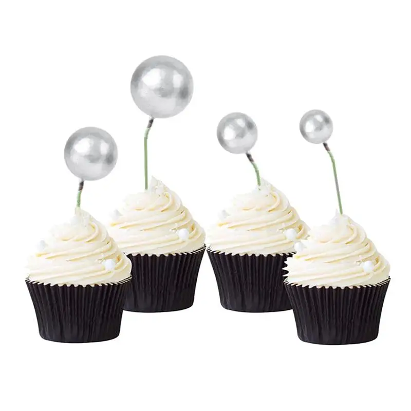20Pcs Creative Round Ball Cake Topppers Simple Unique Shaped Cupcake Ornament Baking Decoration Accessories Party Supplies | Дом и сад