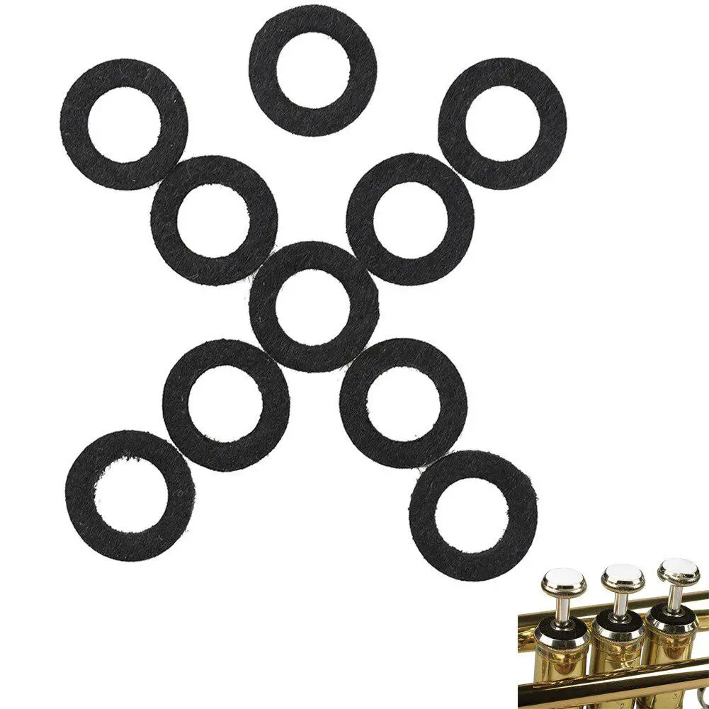 

10pcs/set Cotton Felt Mats Black Trumpet Key Pad for Trumpet Trombone Repair Accessories