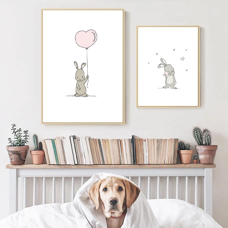 Картина на холсте с рисунком кролика скандинавские постеры и принты милые