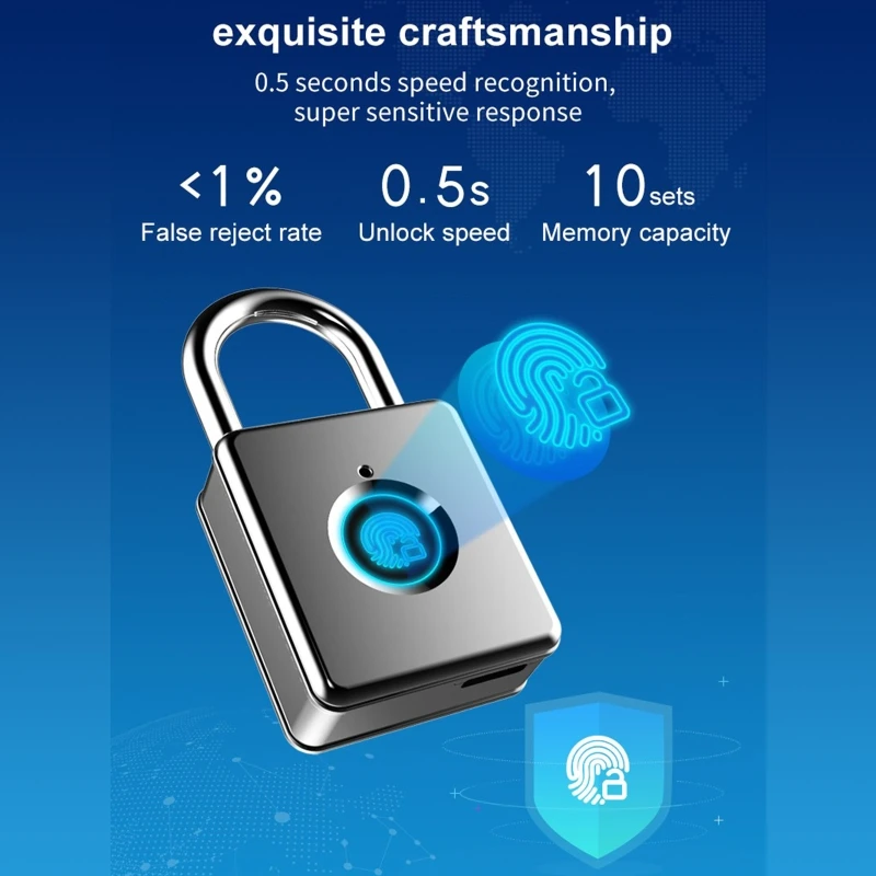 

Luggage Fingerprint Padlock USB Portable Smart Keyless Lock Induction Lock Anti-theft Door Lock