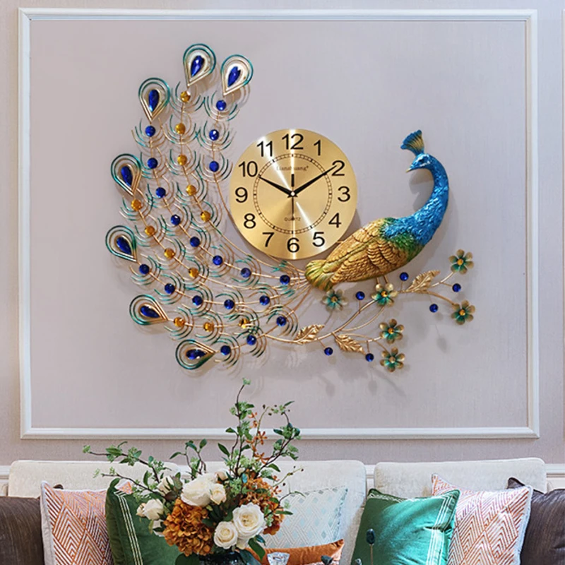 

Digital Peacock Wall Clock Europe Living Room Bedroom Wall Watch Modern Design Home Decor Large 3D Clock Wedding Birthday Gift